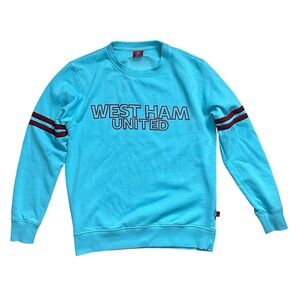 West Ham United Sweatshirt Sky Blue Claret Stripes Mens Retro Hammers Size M